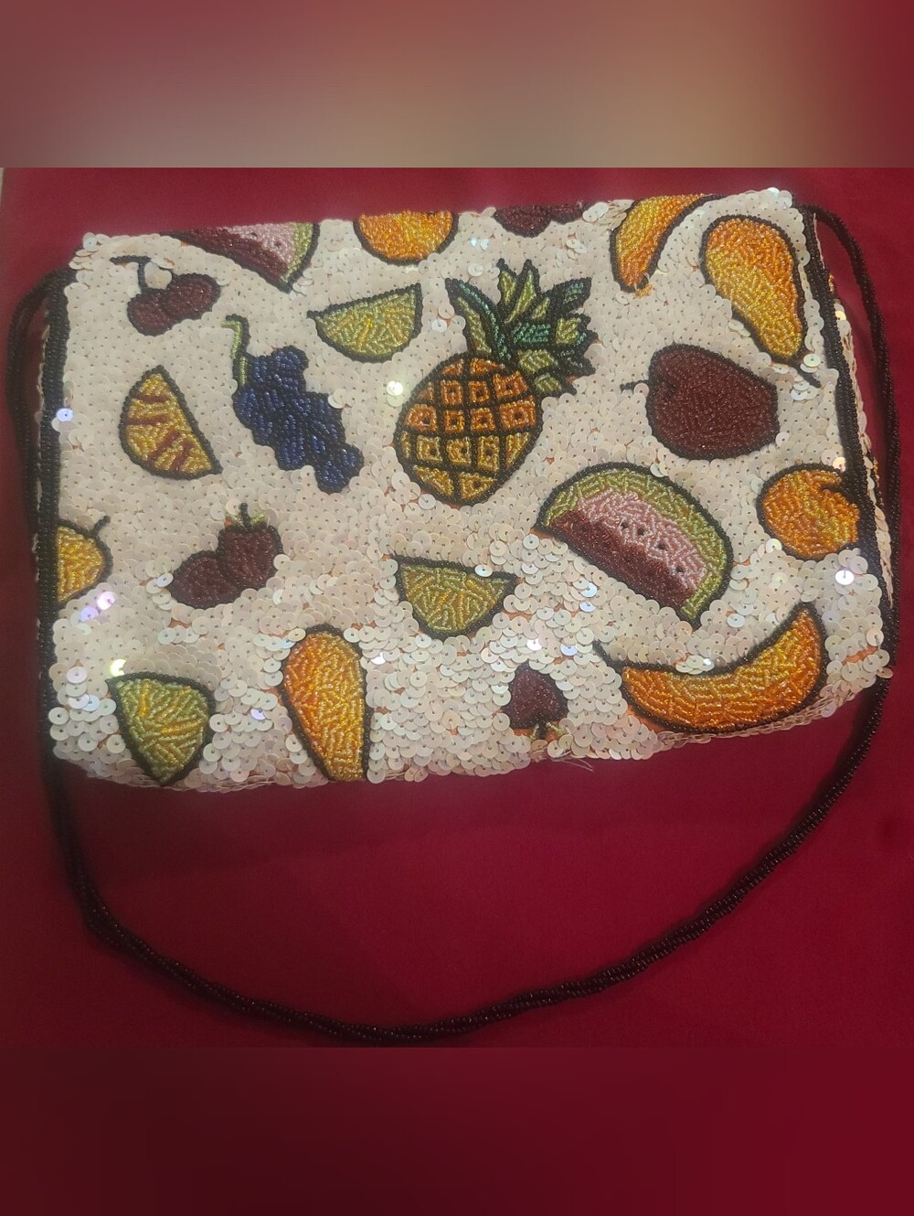 Vintage Inge Christopher Beaded Fruit Clutch/Shoulder Bag Sex and the City - Picture 4 of 11